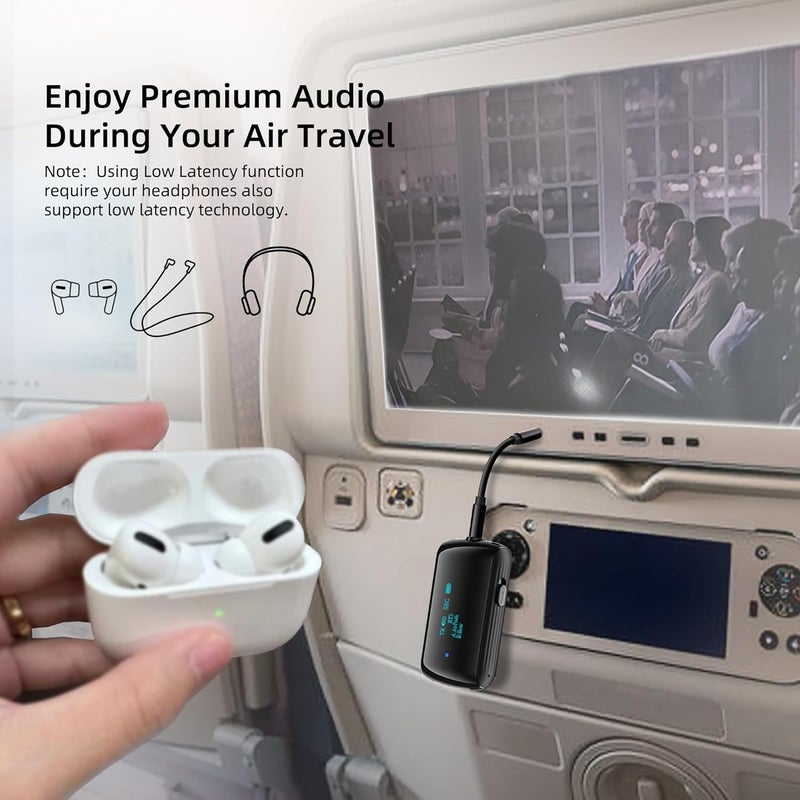 YOCOWOCO Bluetooth Transmitter Receiver for 2 AirPods/Headphones, Flight Bluetooth 5.2 Adapter for Airplane, TV, and Gym with a 3.5mm Audio Jack, Wireless BT Receiver with Mic for Car/Home Stereo - Image 2